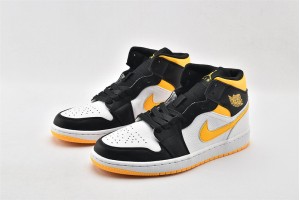 Air Jordan 1 Mid SE Laser Yellow Black CV5276 107 Womens And Mens Shoes  